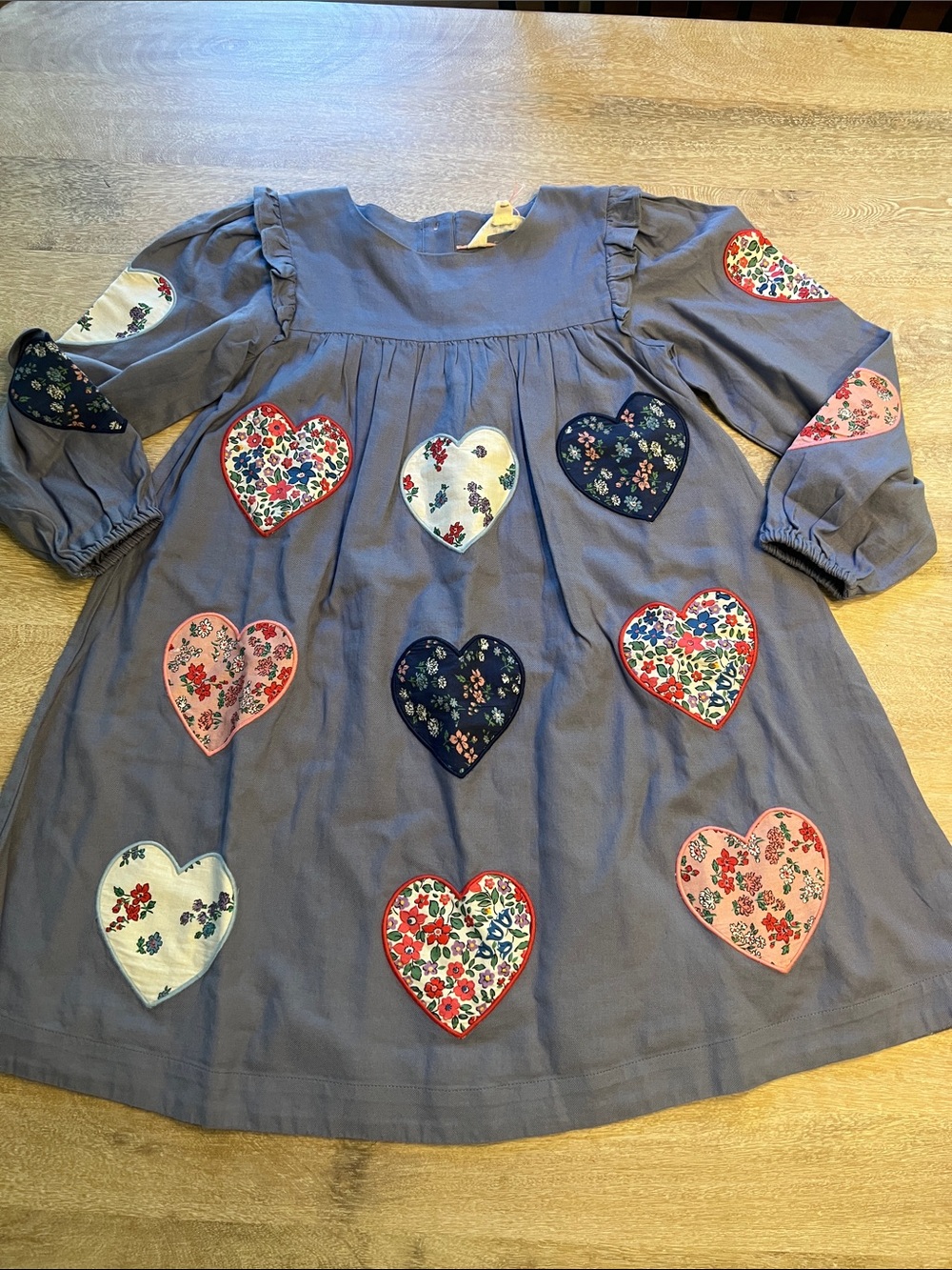mini Boden girls 7/8 lined appliqué heart dress NWOT